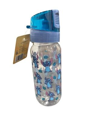 Disney Blue Stitch Plastic Water Bottle with Flip Lid